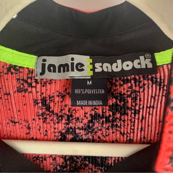 Jamie Sadock Womens Medium Golf Top Crinkle Plisse 1/4 Zip Red Collared Shirt - Picture 9 of 14